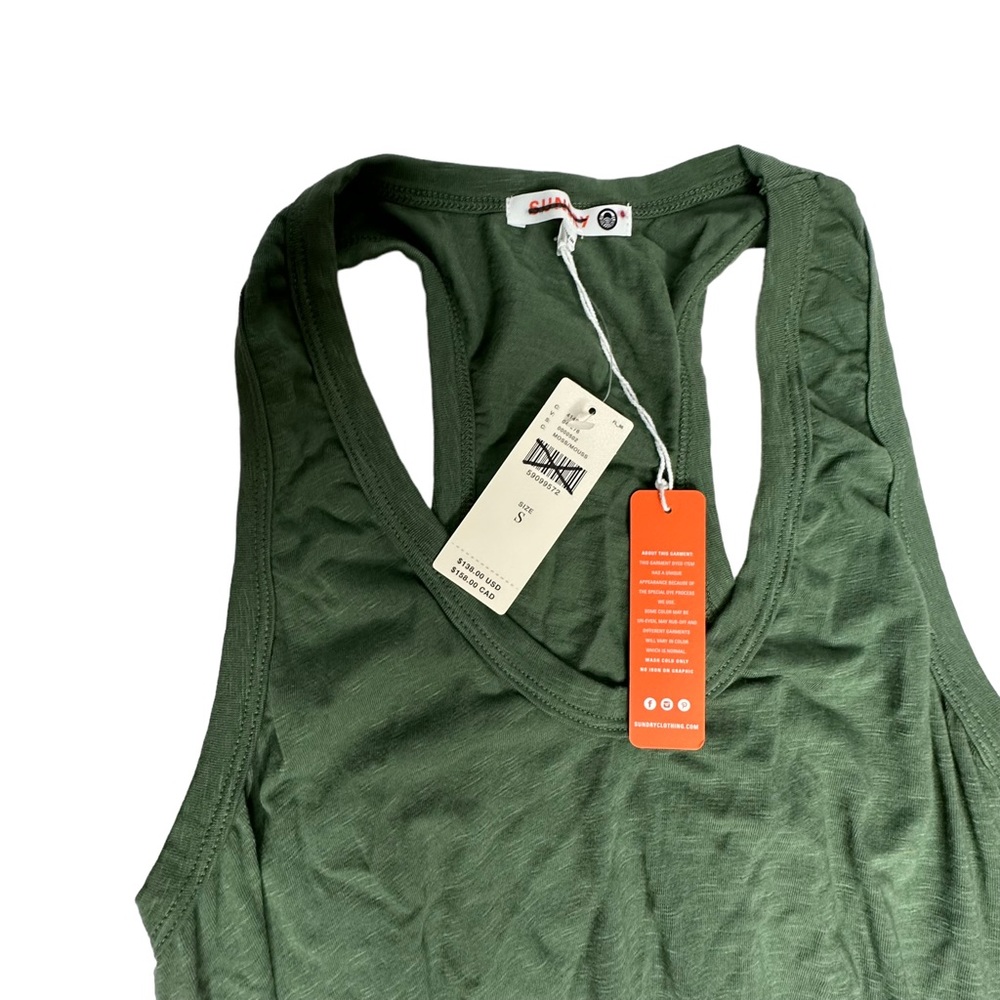 Final Price NWT Sundry for Anthropologie Ruched Jersey Tank Dress Green 1 or s - Picture 10 of 14
